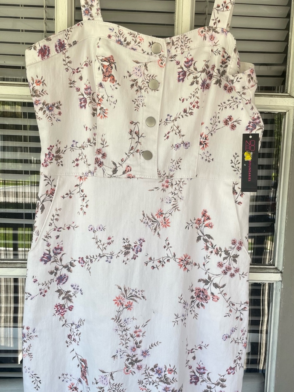 Floral Snap-Front White Sundress